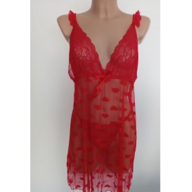 Nuisette avec string-Rouge