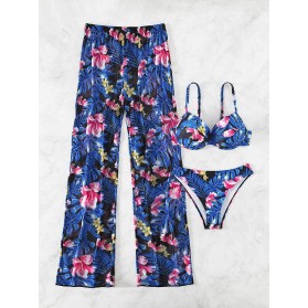 Maillot de bain 2 Pièces à imprimé floral et tropical avec Pantalon de plage