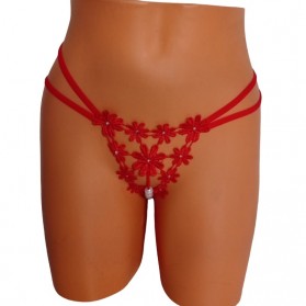 String sexy avec perles-Rouge