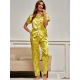 Ensemble pyjama 2 pièces motif fleurs-Jaune