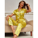 Ensemble pyjama 2 pièces motif fleurs-Jaune