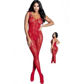 Bodystocking sexy avec motifs-Rouge