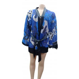 Kimono avec ceinture-bleu roi