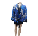 Kimono avec ceinture-bleu roi