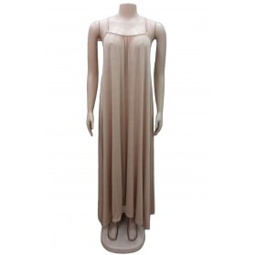 Robe longue élastique avec bretelles-beige