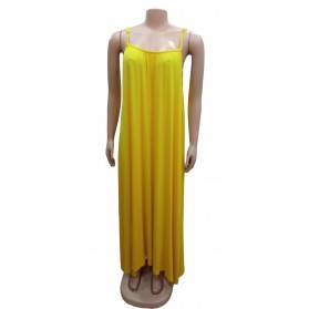 Robe longue élastique avec bretelles-Jaune