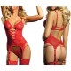 Bustier porte-jarretelle avec bas-rouge