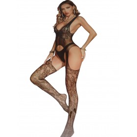 Bodystocking effet porte-jarretelle-noir