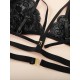 Ensemble soutien gorge avec string en dentelle-noir