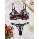 Ensemble soutien gorge brodé fleurs