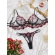 Ensemble soutien gorge brodé fleurs