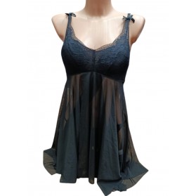Nuisette coquine avec string assorti-noir