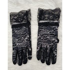 Gants en dentelle sans doigt-Noir