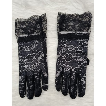 Gants en dentelle sans doigt-Noir