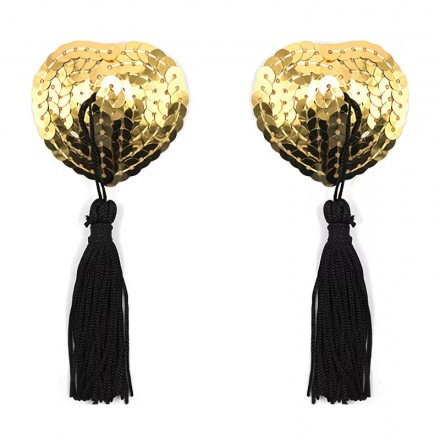 Cache tetons motif cœur NOIR