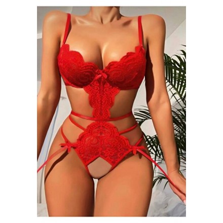 Ensemble lingerie sexy -rouge