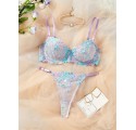 Ensemble soutien gorge brodé fleurs